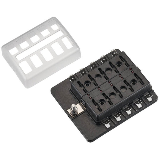 KFZ-Flachsicherungshalter mit LED Indikator für 10 Sicherungen 30A/32V DC (Schnellanschluss)